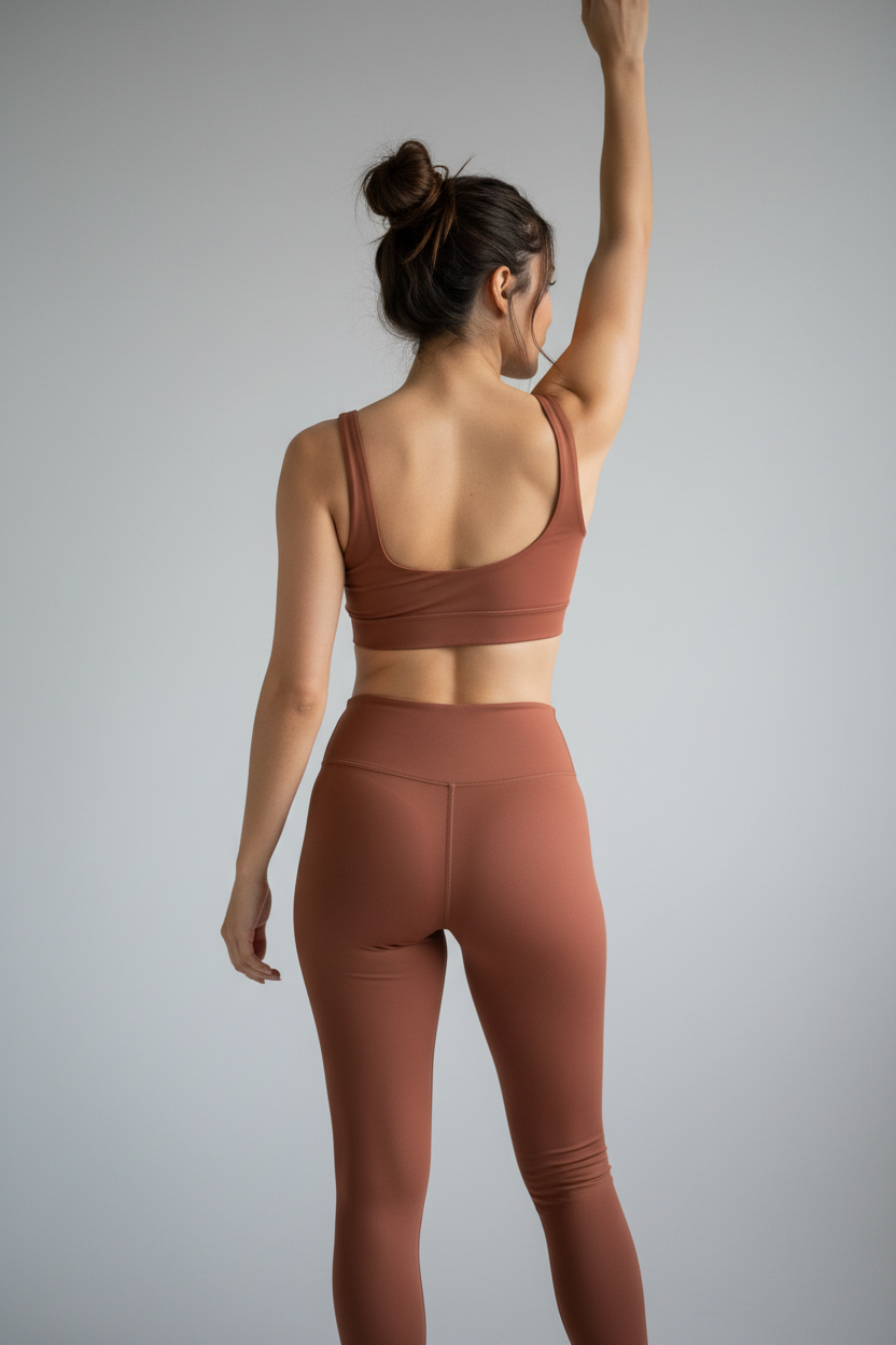 Terracotta Brown Activewear Set - Back View