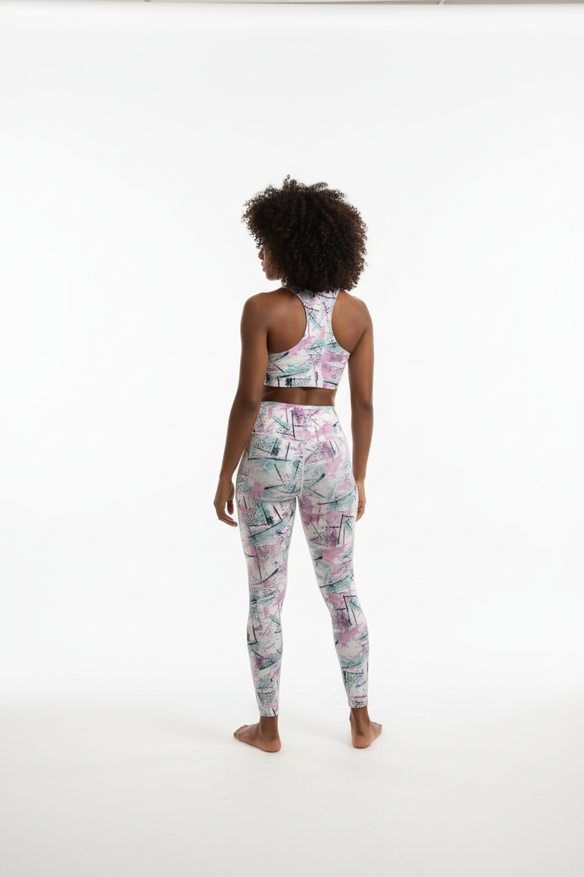 Pastel Abstract Activewear Set - Back View