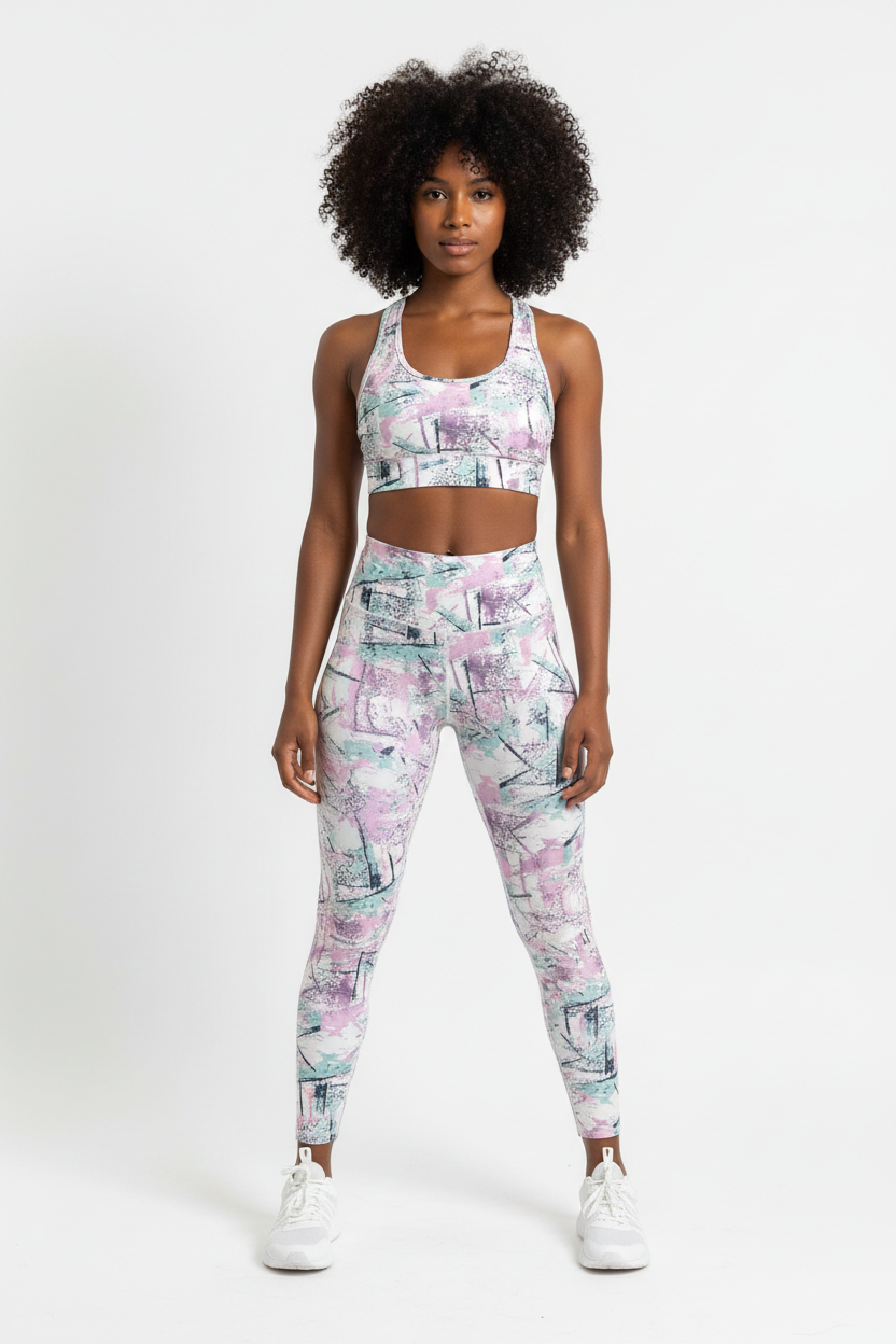 Pastel Abstract Activewear Set - Front View