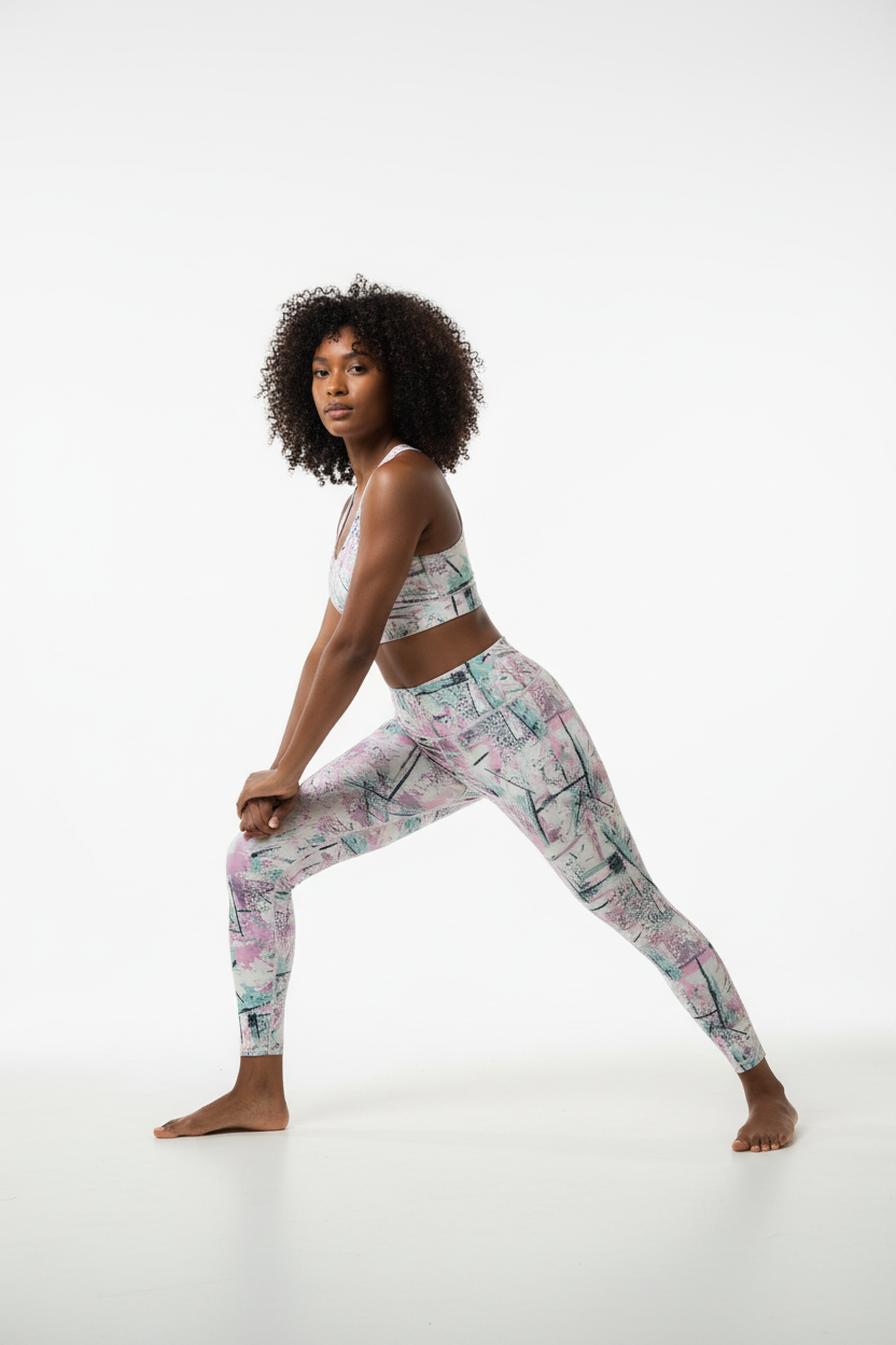 Pastel Abstract Activewear Set - Yoga Pose