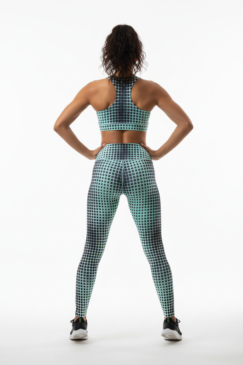 Grid Print Activewear Set - Back View