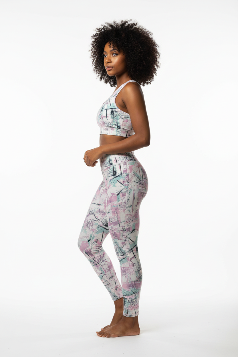 Pastel Abstract Activewear Set - Side View