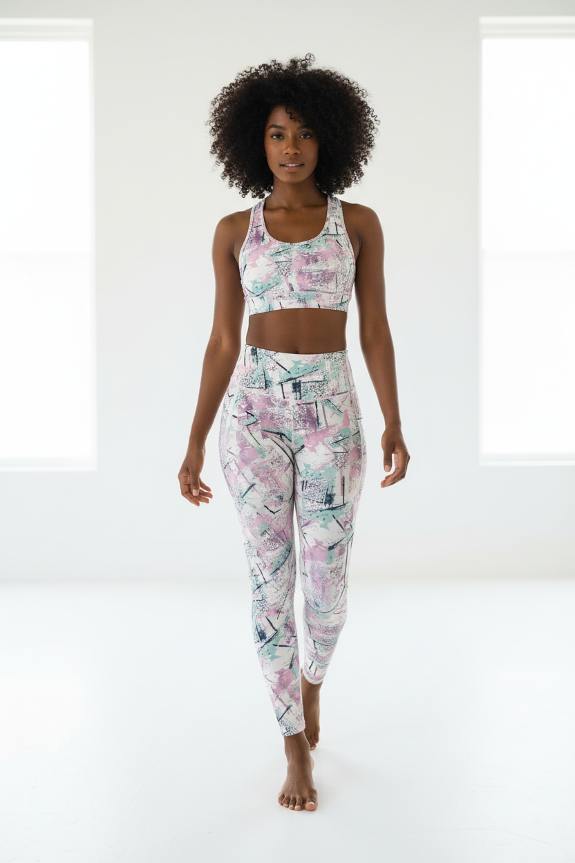 Pastel Abstract Activewear Set - Walking Pose