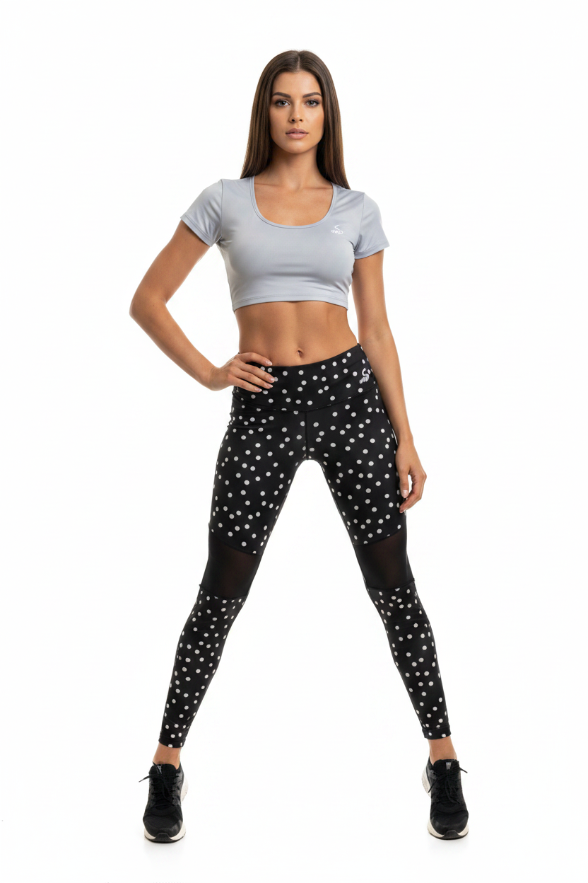 SculptFit Polka Dot Active Set – High Waist Leggings & Open Back Top